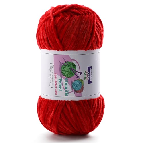 Plush Chunky Chenille Yarn, Fluffy Velvet Yarn for Crocheting, Soft