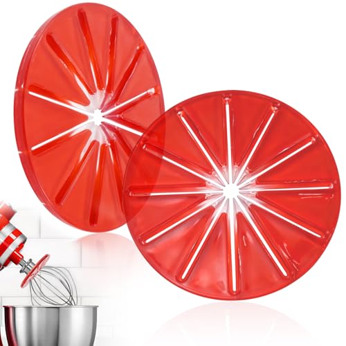 2 Stück Standmixer Zubehör 14 x 14cm Rührkopf-Anti-Spritzer-Schallwand Standmixer-Spritzschutz Leicht zu Reinigen - Nur kompatibel mit 6-Draht-Schneebesen(Rot)