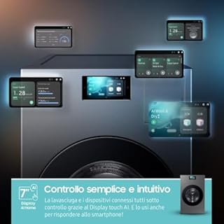 Samsung Lavasciuga Bespoke AI Laundry Combo WD18DB8995BZT2, 18+11 kg, Wifi, Pompa di Calore, Super Speed, Display AI home, AI Wash & Dry, Carica Frontale, 68.6l x 11h x 87.5p cm