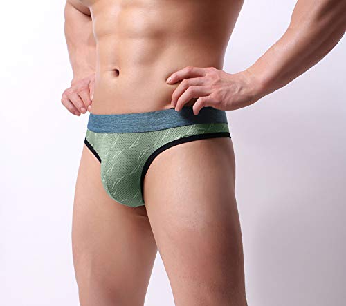 A Arciton Men's Bulge Thong Underwear Ultra Soft Comfy Pattern Sexy Mens T-Back G-String Large(Waist:31"-33") 4 Colors/Pack-1 #TOP3