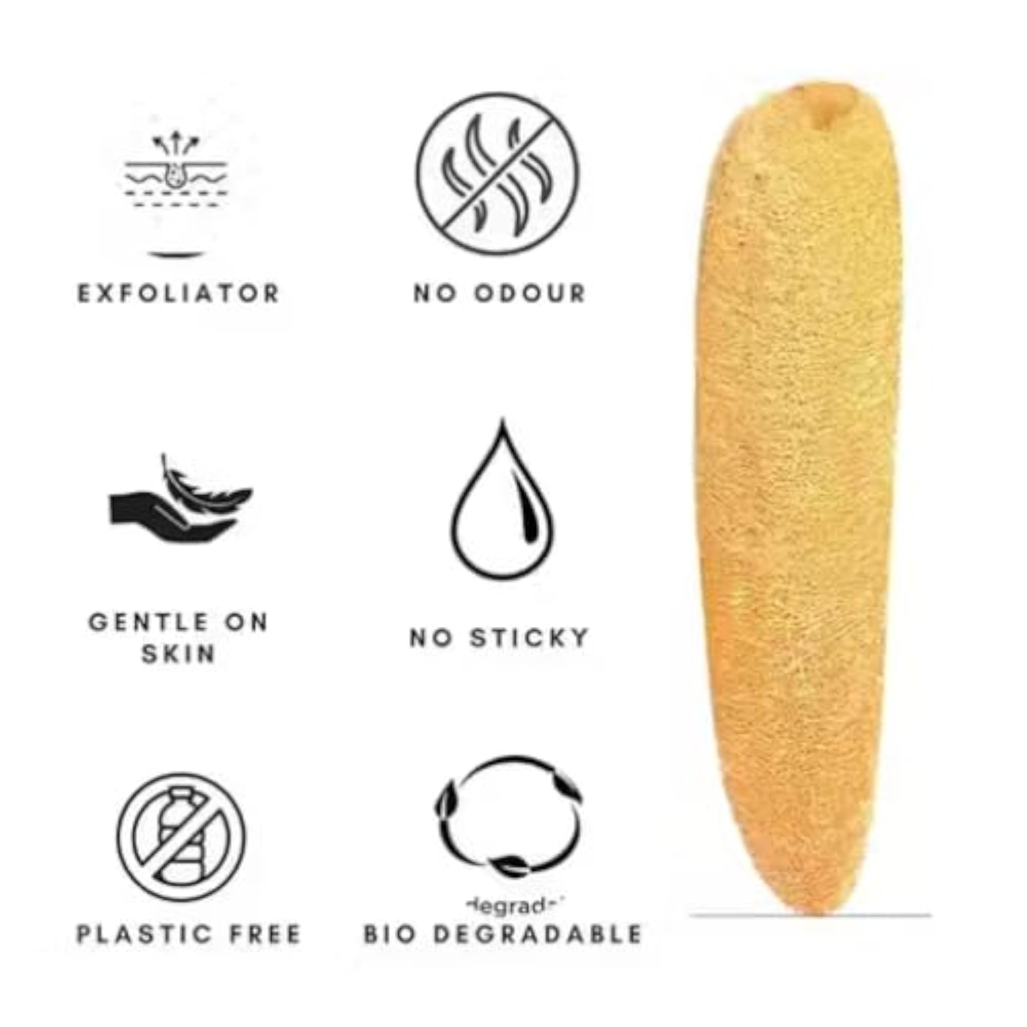 Long Natural Organic Body Scrub Loofah Sponge for Bathing, Pack of 1
