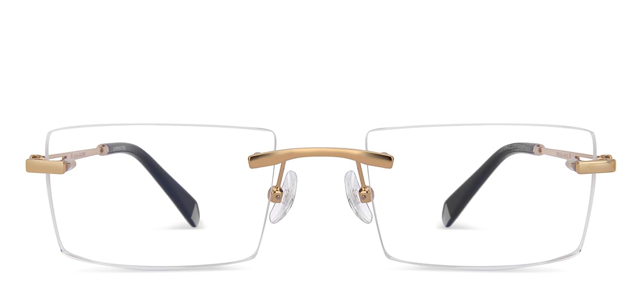 John Jacobs Blu Cut & Antiglare Zero Power Computer Eyeglasses | Urban Elegance | Rimless Rectangular Shape | For Men & Women | Wide | JJ E17076