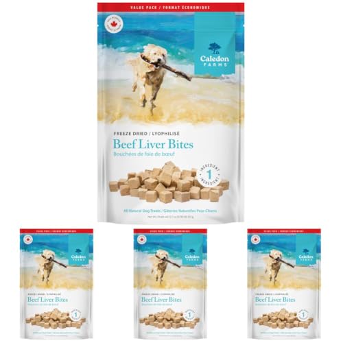 Caledon Farms, Value Pack Freeze Dried Beef Liver Bites, Freeze Dried Dog Treats, 12.5 Ounce (Pack of 4)