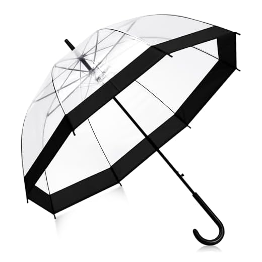 Dansydaisy Clear Bubble Umbrella 46 Inch Automatic Open See Through Umbrella for Wedding Outdoor(Black)