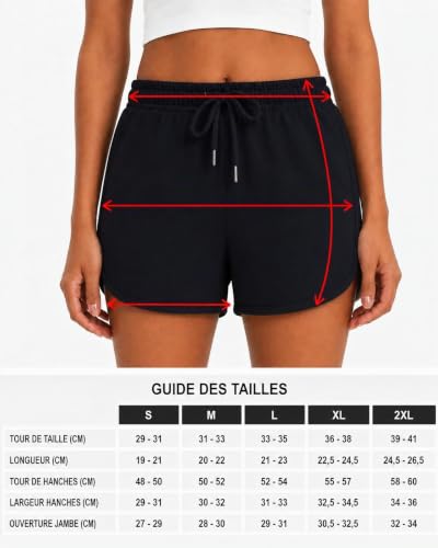 Comeor Short Ample en Coton pour Femme – Short d'été décontracté avec Poches pour entraînement, Jogging, Gym, Course à Pied, Yoga, Sport, Bleu Marine, L – vue 8