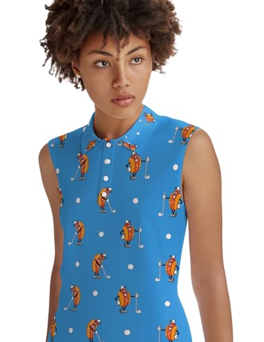Golf Shirt Womens Sleeveless Moisture Wicking Athletic Printed Polo Golf Tank Top Women (XS-4XL)3