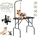 Yaheetech 32-inch Foldable Pet Dog Grooming Table with Adjustable Height Arm Drying Table for Home w/Noose for Small Dogs Cats Non-Slip Maximum Capacity Up to 220lbs Black