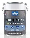 SIRAMICO COATINGS Fence Paint | 5 Litres | Waterbased ECO Resin Technology | 6 Luxury Colours | Smooth Matt Finish for outdoor wood protection | 10 Year Colour Guarantee (Anthracite Grey)