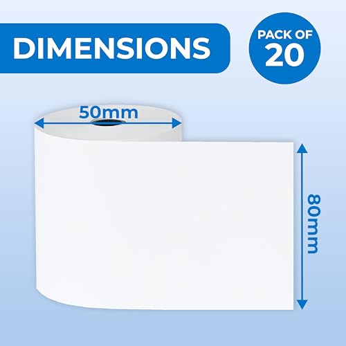 Double Dragon 80x50mm Thermal Paper Rolls, 20 Rolls | BPA-Free POS Receipt Paper | Compatible with Mobile POS, Just Eat Receipt Printer Rolls, Uber Eats Delivery Machines, Epson, Square & Star - Image 2