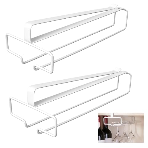 TESSTSY 2 Pièces Porte Verres Suspendu, Support Verre A Pied Suspendu, Support De Verre à Vin Sous Armoire, Supports Pour Verres à Vin, Métal...