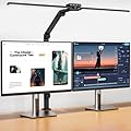 KableRika Desk Lamp,Double Head Desk Lamp with Clamp,24W Led Desk Lights for Home Office Ultra Bright Architect Table Lamp 4 Brightness 4 Color,Auto Dimming Task Lamp for Monitor Work Study