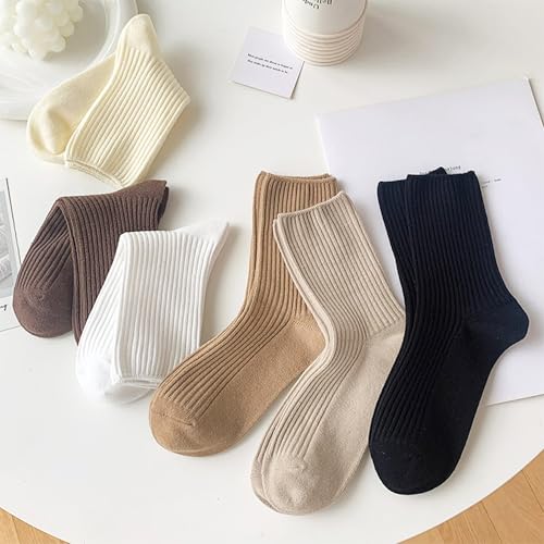 Womens Crew Socks Cotton Cute Long Casual Socks for Women 6 Pack 6
