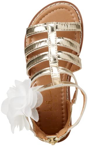 Nicole Miller Baby Girls' Sandals - Leatherette Gladiator Sandals With Glitter (Toddler), Size 5 Toddler, Light Gold #TOP4