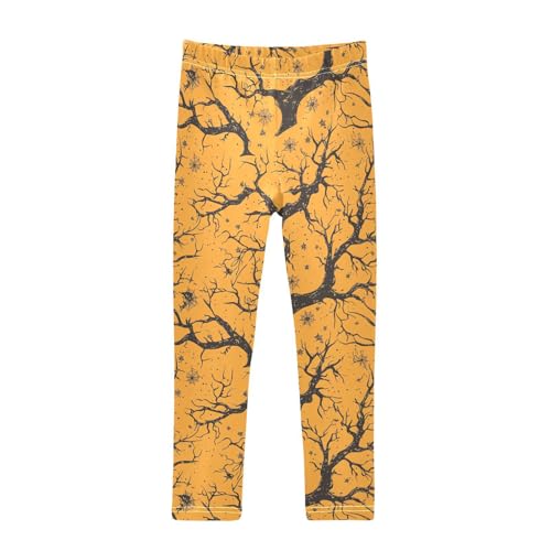 Halloween Tree Spider Orange Girls Casual Leggings for Kids Printed Long Pant Bottoms Stretch and Soft