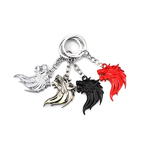 Upauto Cool Wolf Head Car Decorations Badge Emblem Key Chian 3D Nameplate Key Ring For Car Gift (Bronze Keychain) #TOP5