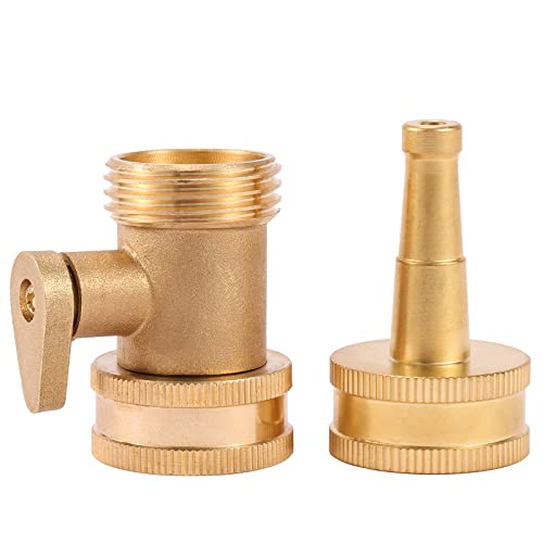 Sanpaint 3/4”FEMALE THREAD High Pressure Hose Nozzle With Hose Shutoff Valve, Brass Heavy Duty Spray Nozzles For Garden Hose, Water Hose Nozzle, 3/4 Inch Ght Jet Nozzle thumb #1