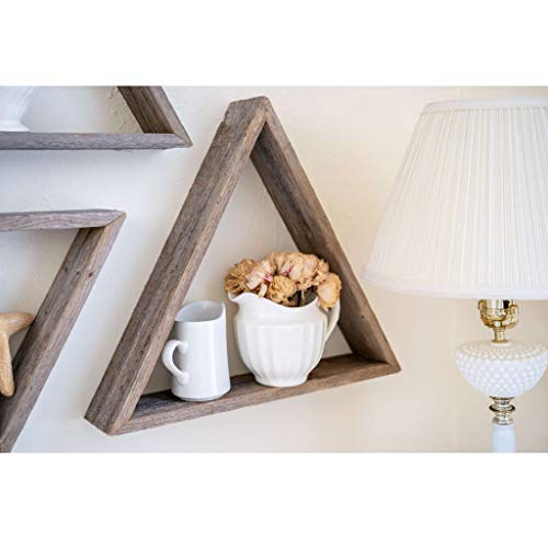 Barnwoodusa Rustic Shelves, Triangle Floating Wood Shadowbox, Home Decor, Set Of 3 (Natural Weathered Gray) #TOP6
