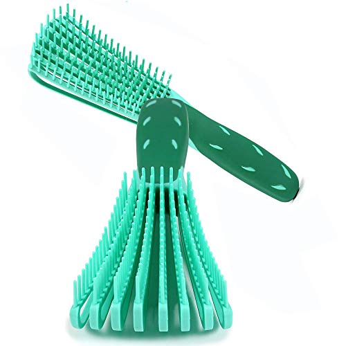Brush for Natural Hair-Detangler for Afro Textured 3a to 4c Kinky Wavy, Detangle Easily with Wet, Coily Hair, Dry, Curly,Conditioner, Improve Hair Texture-Easy Clean (Green)