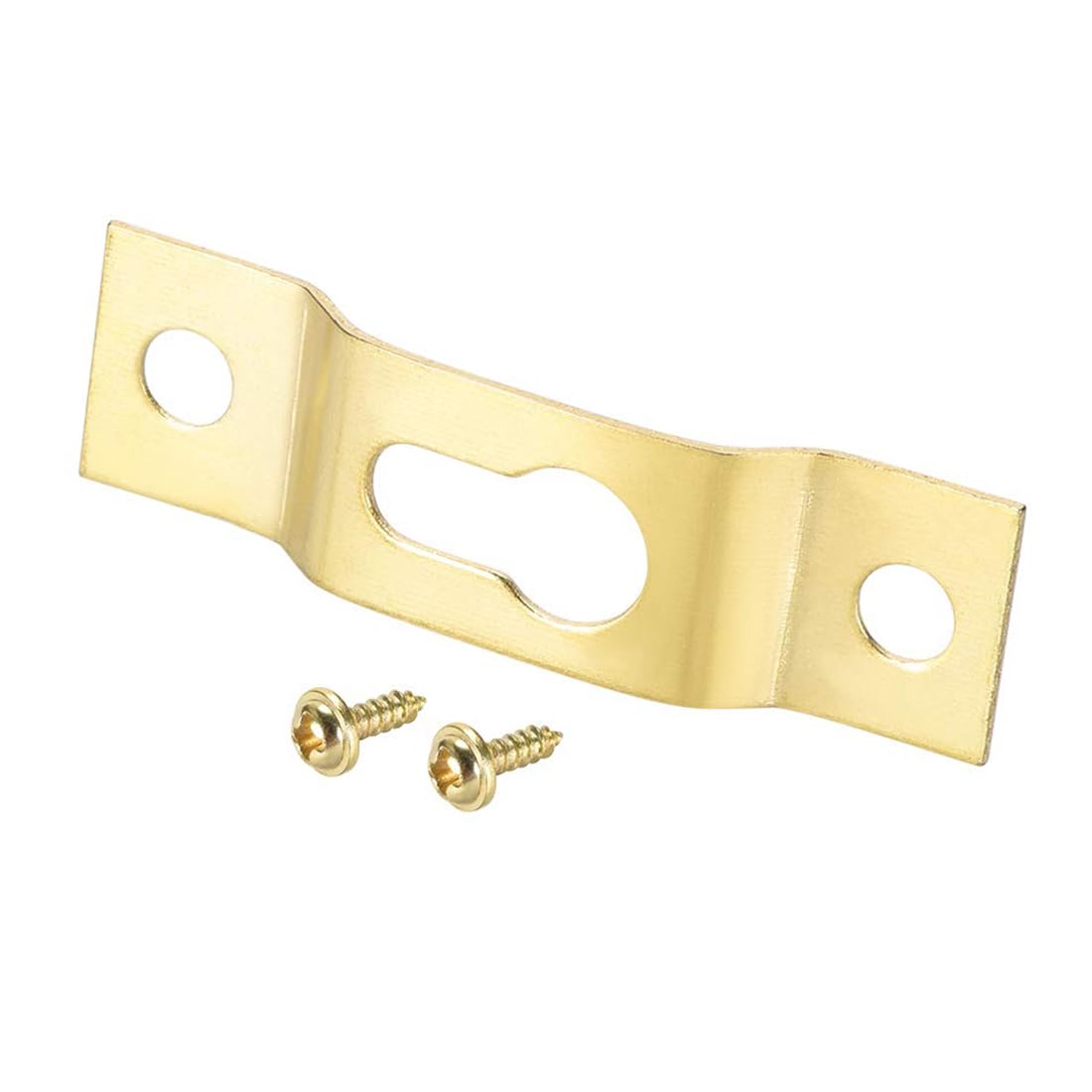 TA-VIGOR 40mm x 11mm Keyhole Hanging Plates with Screws, Golden Iron Picture Frame Hooks for Hanging Pictures, Photo Frames, Wall Hooks, Picture Hanging Hardware Kit – 20 Pcs
