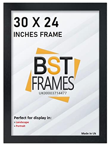 Bargain Shop Az BLACK WOODEN EFFECT PICTURE PHOTO FRAMES (30" x 24" (762mm x 609.6mm), Black)