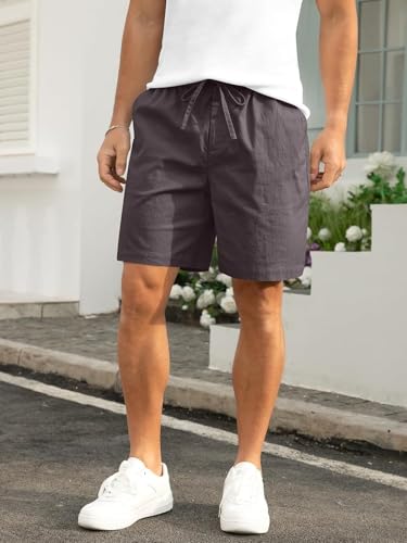 Image of Vogaan Men's Cotton Linen Shorts | Comfortable Breathable Casual Summer Shorts for Men