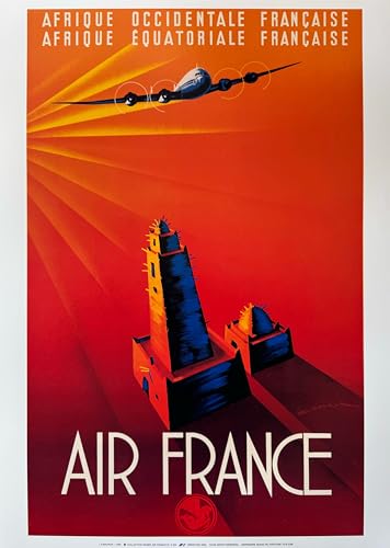 Poster Air France Afrique Occidentale Maurus 50X70 pour un salon au style rétro tropical