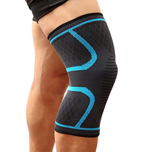 ZHAODONG Fashion 1 Pair Comfortable Breathable Elastic Nylon Sports Knit Knee Pads, Size:L(Black) (Color : Blue)