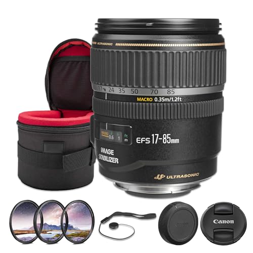 Canon EF-S 17-85mm f/4-5.6 IS USM Lens | Versatile APS-C Zoom with Optical Image Stabilization, Ring-Type USM Autofocus & Wide-to-Telephoto Range | For Travel & Everyday (9517A002) + Filter Kit + More