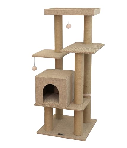 Dehner Lieblinge Katzen-Kratzbaum Nele, ca. 122 x 50 x 50 cm, Jute, beige