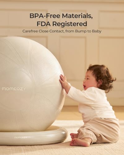 Image of Momcozy BirthEase Pregnancy Ball Set, Birthing Yoga Ball with App Courses
