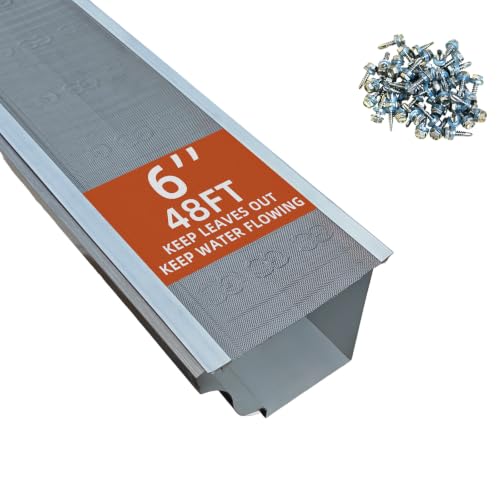 Image of Gutter Guards 6 Inch, Stainless Steel Micro Mesh Gutter Screen, 48 FT