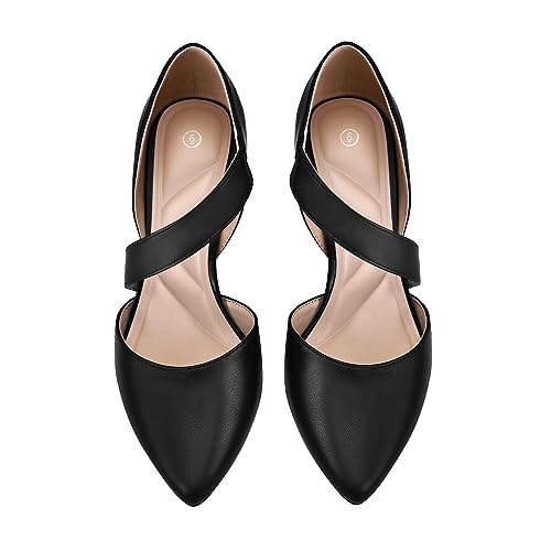 Image of mysoft Women's Pointed Toe Pumps Stiletto Heel Dress Shoes Wide Width | 3 Inch Stiletto Heel, Closed Toe, Wide Width, Elastic Strap, Comfortable, Daily, Wedding Party, Formal, Office Work Dressy