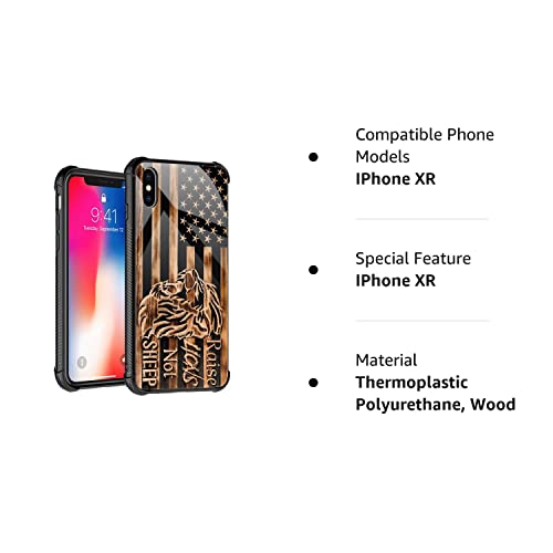 Iphone Xr Case, Raise Lion Not Sheep Wooden American Flag Iphone Xr Cases For Man Women Gifts, Pattern Design Shockproof Anti-Scratch Case For Apple #TOP6