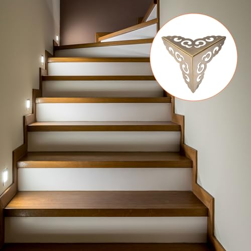 Image of uxcell 2 Pcs Brass Edge Guard, 80mm Decorative Box Corner Cover, Corner Protector, Vintage Stair Dust Corners with Screws, Bronze