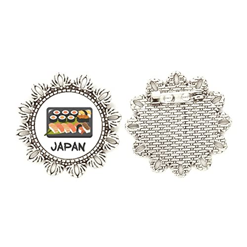 Broche de sushi japonés, el regalo ideal con diseño tradicional y flor plateada