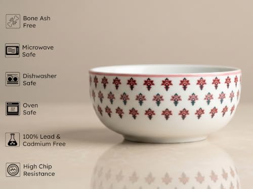 Image of Bodhi House 2-Piece Pink Blossom Porcelain Serving Bowl Set | Lightweight, Chip Resistant, | Microwave & Dishwasher Safe | Elegant Tableware for Home Dining, Serving & Gifting Use