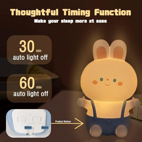 Image of Desidiya Small Bunny Rechargeable Silicone Night Lamp - Rabbit Night Lamp, Kids Night Light, Nursery Decor, Birthday Gift, Silicone LED Light
