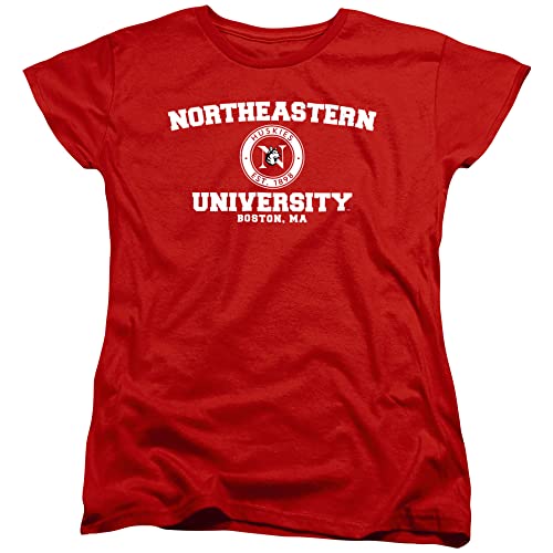 Northeastern University Official Circle Logo Womens T Shirt Red Medium