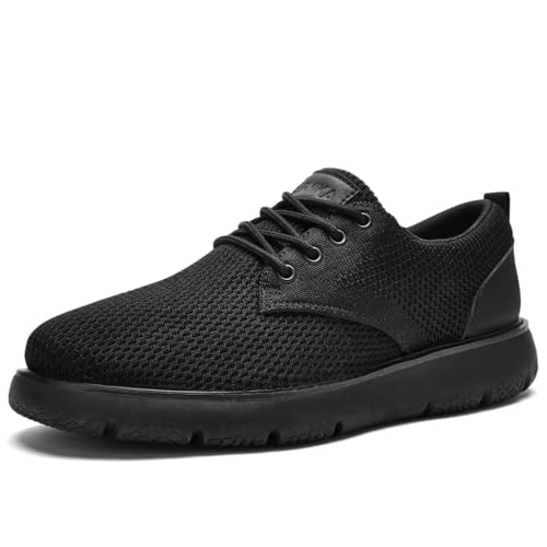 Image of Men's Breathable Mesh Comfortable Business Casual Shoes with Sneakers Design for Long Standing, Office Work, Formal Occasions & Walking All Black
