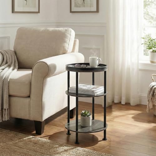 Mesa auxiliar redonda pequeña con 30% de descuento, diseño de 3 niveles - Image 2