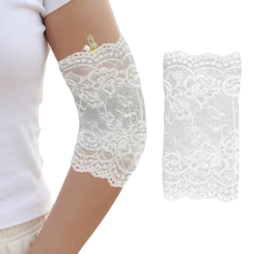MENURSY PICC Line Lace Sleeve - Stylish Med Arm Cover Soft Breathable IV & Cast Protector Non-Slip Silicone Gasket 1 Pc White S