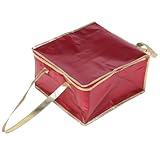 Healeved Bolsa Isotérmica para Alimentos 35X35X20 CM Bolsa Térmica para Transportar Comida Cierre de Cremallera de Tela No Tejida Roja Asas Adecuado para Picnic Playa y Viaje