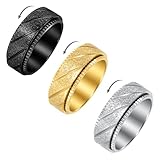 Yuwnd 3 Stück Spinner Ring, Anxiety Ring, Stress Ring, Stressring Stressabbau und Anti-Angst-Ringe Modeaccessoires Geschenk für Männer und Frauen (Gold Silber Schwarz)