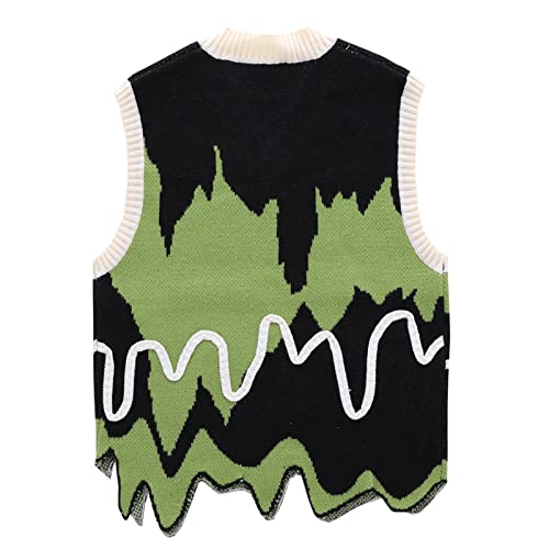 Aelfric Eden Mens Dinosaur Oversized Sweater Vest Unisex Cable Knit Sleeveless Sweater Streetwear Casual Pullover Vest #TOP1