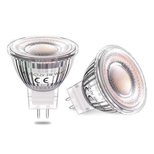 Klarlight 3W MR11 Bombilla LED GU4 12V Blanco Cálido 3000K Bi-Pin GU4.0 Bombillas Foco para Iluminación de Carril, Luces Empotradas, Downlights (2-Pack, No Regulable)