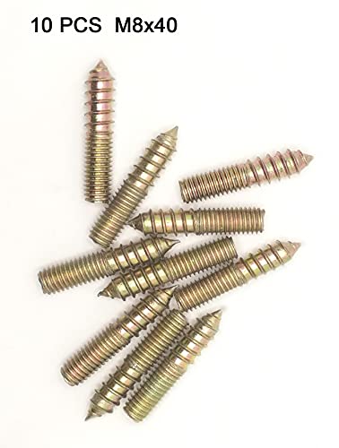 Image of Hanger Bolt M8x40 Double Headed Bolt Self-Tapping Screw for Furniture 10Pcs