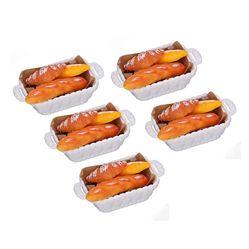 5 Conjuntos de Miniaturas de Casa de Bonecas Simulação de Comida Ketchup Garrafa Pão Mini Brinquedos