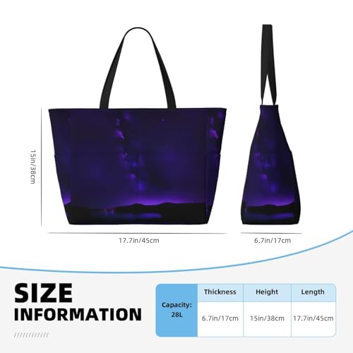 Purple Starry Sky Large Capacity Foldable Tote Bag Women Beach Tote Bag Handbag Gym Bag Travel Shopping Bag4