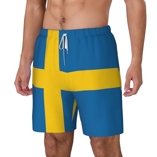 Swedish Flagshort Swim Trunks with Waist Rope and Two Side Pockets Beach Shorts Bathing Suits for Men2