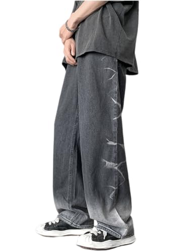 Oanviso Homme Jeans Y2K Pantalons en Denim Lâche Jeans Baggy Mode Pantalons Eté Homme Casual Bassin Pantalon Ample Coupe Droite Style Hip-Hop Jean Larges...